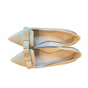 Kate Spade Tan Patent Leather Bow Pointed Toe Flat